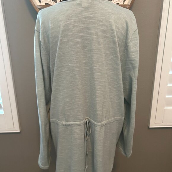 J Jill Pure Jill Cotton Front Pocket Long Sleeve Tunic Drawstring Tie Green SZXL - Picture 2 of 7